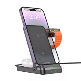  Беспроводное ЗУ BOROFONE BQ33 Clever folding 3-in-1 vertical wireless fast charger (черный) 