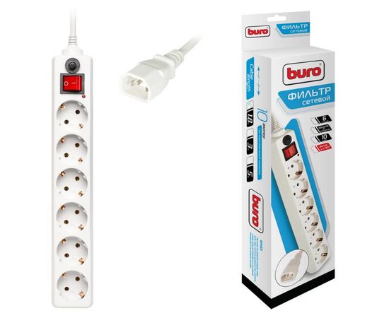  Сетевой фильтр Buro 600SH-1.8-UPS-W 1.8м (6 розеток) белый 