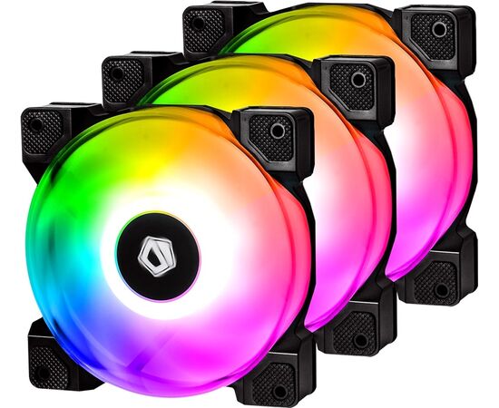  Вентилятор ID-COOLING DF-12025-ARGB TRIO  (3 in 1) 120x120x25мм (20шт./кор, Пульт управления, PWM, Low Noise, резиновые углы, Addresable RGB, 900-2000 