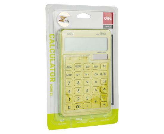  Калькулятор настольный Deli Touch EM01551 желтый 