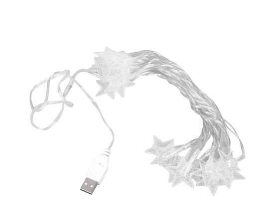  Гирлянда, USB, звезда, 3 метра, 20ламп, теплый свет 