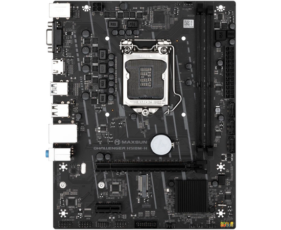  Материнская плата MaxSun Challenger H510M-H, Socket1200, Intel H510, 2xDDR4, PCI-Ex16, 3SATA3, 5.1-ch, GLAN, 4 USB 3.2, VGA, HDMI, mATX, Retail 