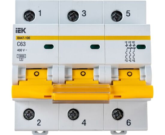  Выключатель автоматический IEK ВА47-100 MVA40-3-063-C 9532848 3-полюсный 63А С 10кА 