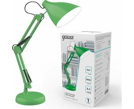  Светильник Gauss GT0033 настольный на струбцине/основание E27 зеленый 60Вт 