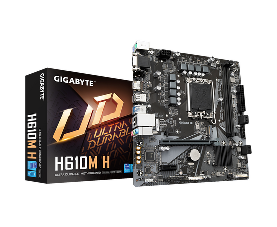  MB s1700 Gigabyte H610M H, Intel H610, 2xDDR4-3200 МГц, 1xPCI-Ex16, 1xM.2, Micro-ATX 