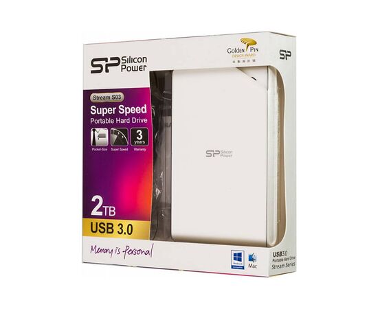  Внешний HDD  Siliсon Power  2 TB  S03 Stream белый, 2.5", USB 3.0 