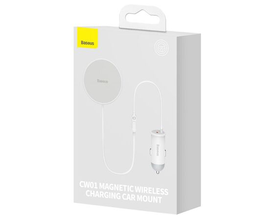  Автомобильный держатель BASEUS CW01 Magnetic + АЗУ Type-C, магнитный с беспроводной зарядкой, 40W, на воздуховод, белый 