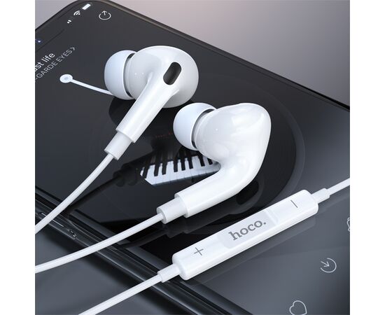  Проводные наушники HOCO M101 Pro Crystal, Jack 3.5mm, 1.2 м, белый 