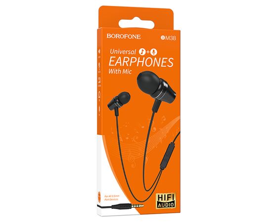  Проводные наушники BOROFONE BM38 Bright, Jack 3.5mm, 1.2 м, черный 