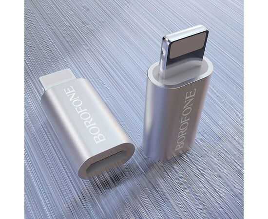  Переходник BOROFONE BV5, MicroUSB - Lightning, серебряный 