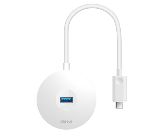  USB HUB разветвитель BASEUS Round Box 4 в 1 Type-C (m) - 1xUSB3.0 (f) + 3xUSB2.0 (f), 25 см, белый 