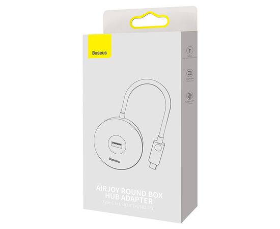  USB HUB разветвитель BASEUS Round Box 4 в 1 Type-C (m) - 1xUSB3.0 (f) + 3xUSB2.0 (f), 25 см, белый 