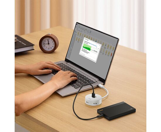  USB HUB разветвитель BASEUS Round Box 4 в 1 Type-C (m) - 1xUSB3.0 (f) + 3xUSB2.0 (f), 25 см, белый 