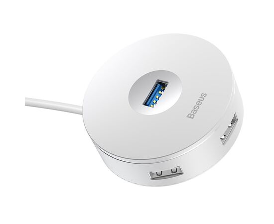  USB HUB разветвитель BASEUS Round Box 4 в 1 Type-C (m) - 1xUSB3.0 (f) + 3xUSB2.0 (f), 25 см, белый 