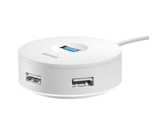  USB HUB разветвитель BASEUS Round Box 4 в 1 Type-C (m) - 1xUSB3.0 (f) + 3xUSB2.0 (f), 25 см, белый 