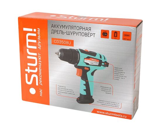  Дрель-шуруповерт Sturm! CD3508U без АКК и ЗУ 