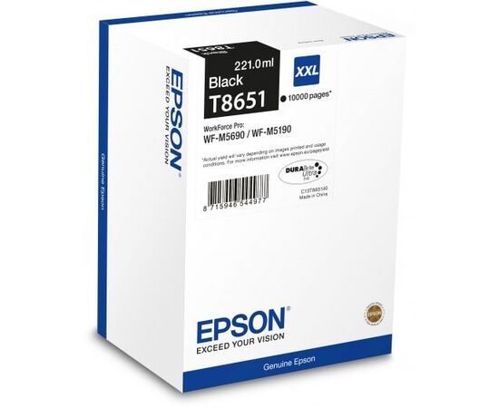  Картридж струйный Epson T8651 C13T865140 черный (10000стр.) (221мл) для Epson WF5190/5690 