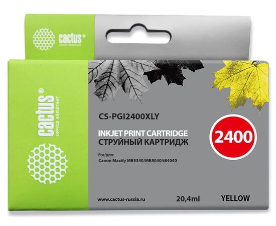  Картридж Cactus PGI-2400XLY (CS-PGI2400XLY) струйный  желтый (20.4мл) для Canon MAXIFY iB4040/ МВ5040/ МВ5340 
