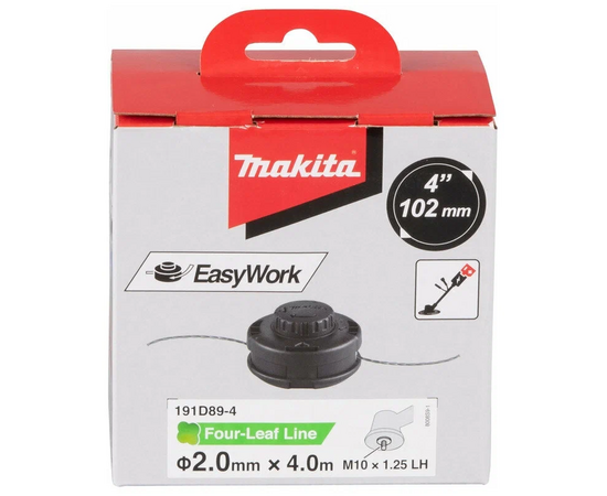  Катушка Makita 191D89-4 для триммеров, тип намотки разборная, диаметр лески 2мм, крепление на оси М10х1,25 LH, тип полуавтоматическая 