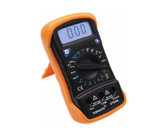  Мультиметр TopAuto DT830L цифровой топ авто, в защитном чехле, звуковая прозвонка цепи, подсветка 
