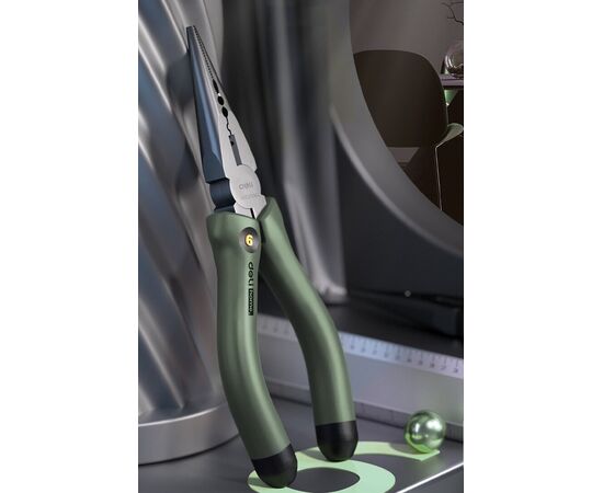 Длиногубцы Deli Home Series Green HT2106L 160мм, эксклюзивный дизайн, рукоятка из высококачественного софттач пластика 
