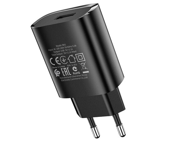  Сетевое зарядное устройство 1USB 2.1A Borofone BN1 (Black) 