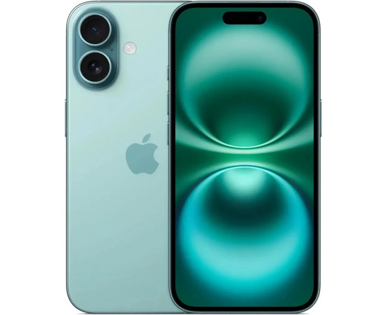  Смартфон Apple iPhone 16 MYEJ3HN/A 256Gb бирюзовый 3G 4G 1Sim 6.1" 1179x2556 iOS 18 48Mpix 802.11 a/b/g/n/ac/ax/be NFC GPS Protect 