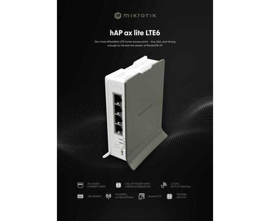  Wi-Fi маршрутизатор MIKROTIK L41G-2AXD&FG621-EA HAP AX Lite LTE6 