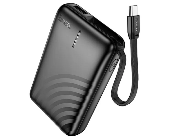 Аккумулятор внешний резервный HOCO J134A Strong с встроеными кабелями Type-C 10000mAh (черный) 