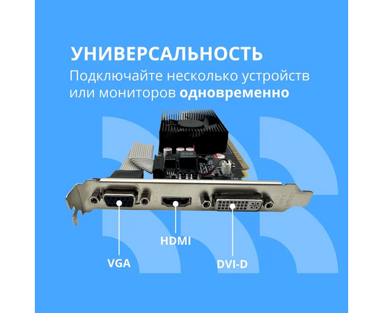  Видеокарта CBR GT730 2Gb (VGA-STXT730-2G-RTL) DDR3, 128bit, 700Mhz, 1*HDMI + 1*DVI + 1*VGA, 49W, Ret 