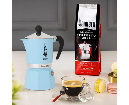  Гейзерная кофеварка Bialetti Rainbow 5043 Light Blue 270мл 