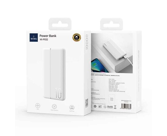  Внешний аккумулятор WiWU Wi-P032 10000mAh  2*USB + Type-C (White) 