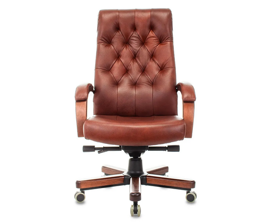  Кресло руководителя Бюрократ T-9928WALNUT светло-коричневый Leather Eichel кожа крестов. металл/дерево 