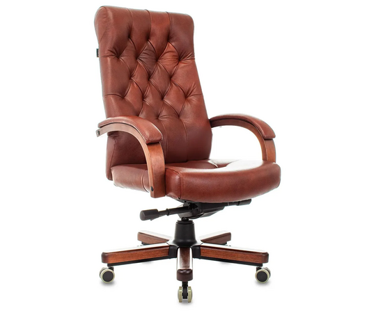  Кресло руководителя Бюрократ T-9928WALNUT светло-коричневый Leather Eichel кожа крестов. металл/дерево 