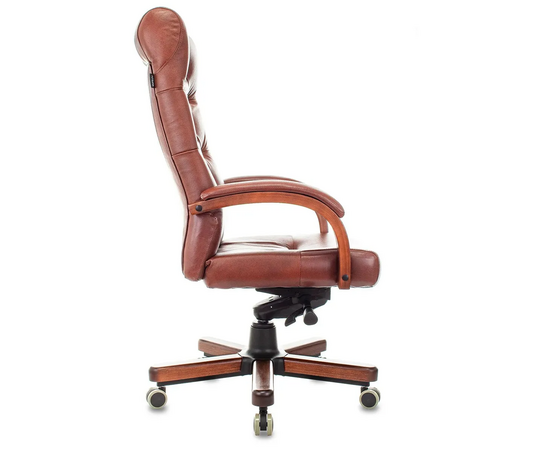  Кресло руководителя Бюрократ T-9928WALNUT светло-коричневый Leather Eichel кожа крестов. металл/дерево 