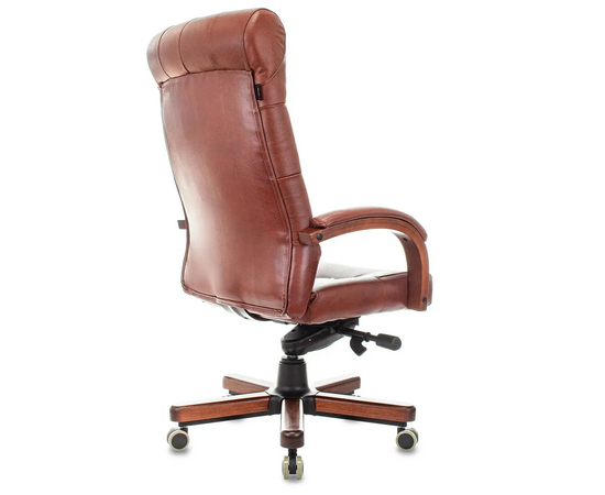  Кресло руководителя Бюрократ T-9928WALNUT светло-коричневый Leather Eichel кожа крестов. металл/дерево 