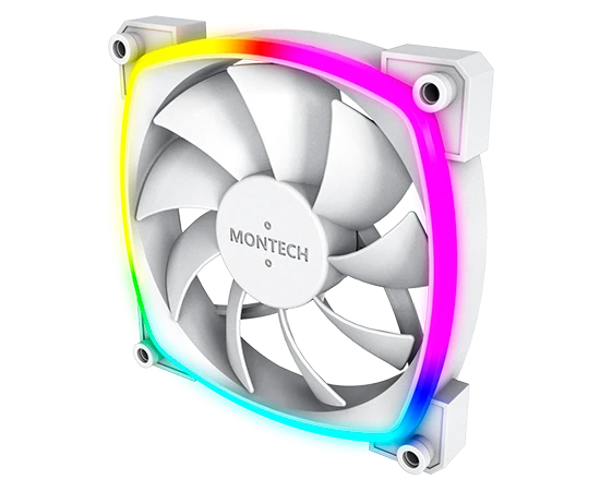  Комплект вентиляторов (3 шт.) Montech AX120 PWM White (AX120W3P) / 120mm, 4pin PWM, 3pin ARGB, 800-1600RPM, 59.0CFM, 27.0dBA, Rifle bearing 