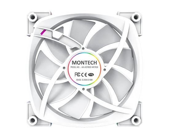  Комплект вентиляторов (3 шт.) Montech AX120 PWM White (AX120W3P) / 120mm, 4pin PWM, 3pin ARGB, 800-1600RPM, 59.0CFM, 27.0dBA, Rifle bearing 