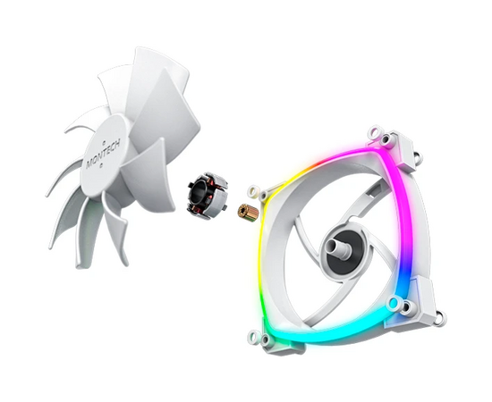  Комплект вентиляторов (3 шт.) Montech AX120 PWM White (AX120W3P) / 120mm, 4pin PWM, 3pin ARGB, 800-1600RPM, 59.0CFM, 27.0dBA, Rifle bearing 