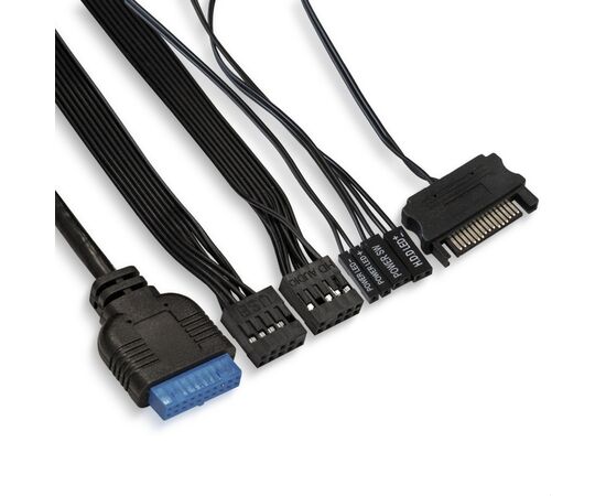 Корпус ExeGate EVO-8225 EX292858RUS Miditower (ATX, без БП, 2*USB+1*USB3.0, черный, 2 вент. с RGB подсветкой и полоса на передней панели 
