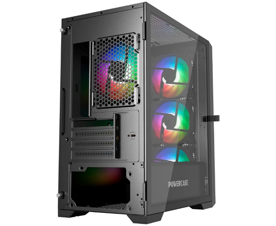 Корпус Powercase Alisio Micro X4B V2 (CAMCXB-A4), Tempered Glass, 4х 120mm ARGB fans, ARGB HUB, чёрный, mATX 