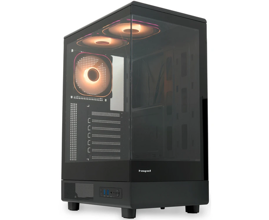  Корпус HSPD F510 (F510-TGBK-ARGB), без БП, Panoramic Mid Tower, Black, TG, 0.5 SPCC, 3x120mm ARGB ATX, mITX 180/280/160mm 1x2.5", 7xPCI 2xUSB- 