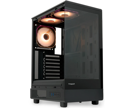  Корпус HSPD F510 (F510-TGBK-ARGB), без БП, Panoramic Mid Tower, Black, TG, 0.5 SPCC, 3x120mm ARGB ATX, mITX 180/280/160mm 1x2.5", 7xPCI 2xUSB- 