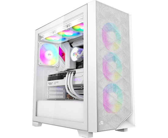  Корпус PcCooler C3D510 WH ARGB без БП, Tempered Glass Full Tower, White, TG, 0.7 SPCC, 3x120mm E-ATX, ATX, mITX 170/390/410mm 2x2.5", 7xPCI 