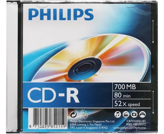  Диск CD-R Philips CR7D5SF01/97 700Mb, 52х, Slim Case (1) 